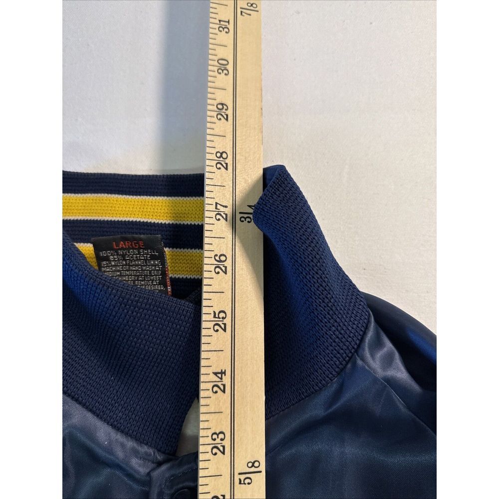 Mens Vintage Aristo Jac by Hilton Satin Snap Jacket Stripe Blue Yellow M - Picture 6 of 9